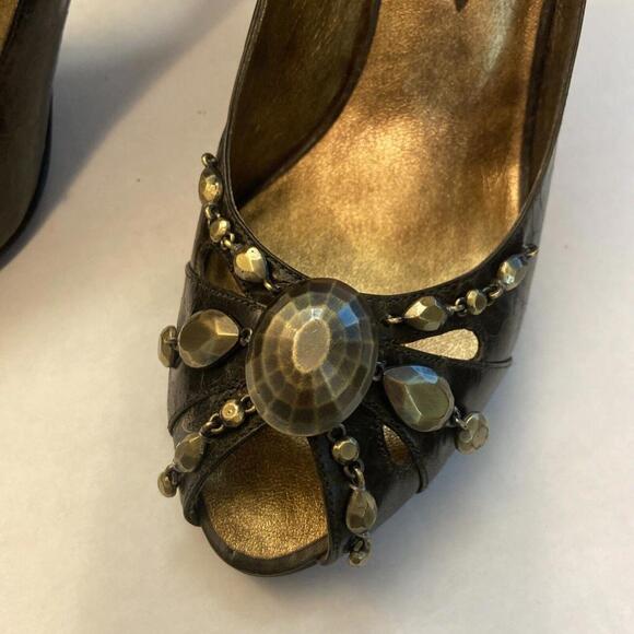 Nine West green embellished heels 7.5 - Picture 2 of 6